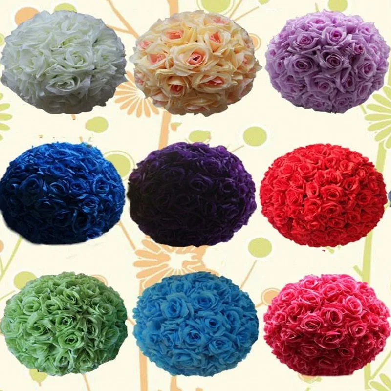 

10Pcs Elegant Wedding Decorative Kissing Balls 25CM Dia Artificial Encryption Rose Flower Ball for Shopping Malls Opened