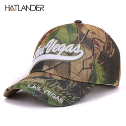 Hatlander Las Vegas leaf camouflage baseball caps summer fishing hats gorras curved letter camo women outdoor sports cap for men