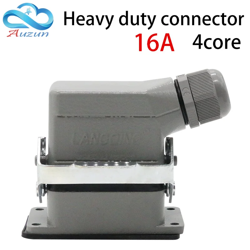 Heavy-duty connector rectangular plug four core side of the wire and the 16A500V waterproof hot runner Single button