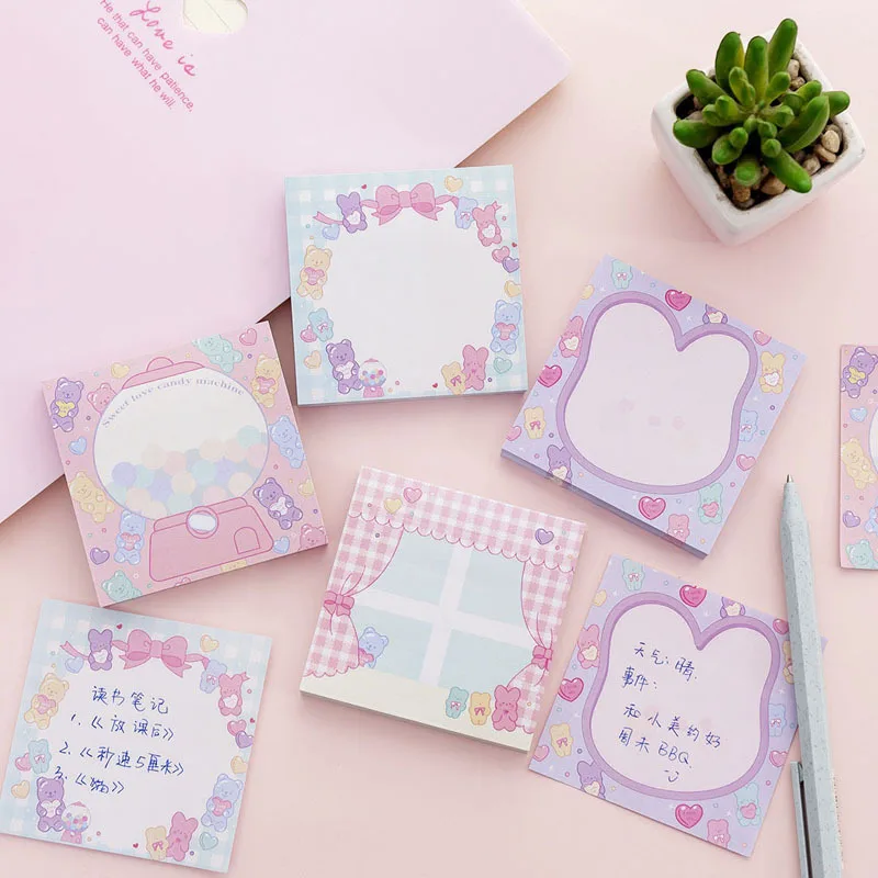 80 Sheets Kawaii Stationery Cute Candy Rabbit Sticky Notes Memo Pad Planner Stickers DIY Notepad Paper Bookmarks Papelaria