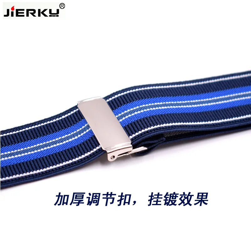 JIERKU Suspendersของมนุษย์จัดฟัน4คลิปSuspensorioกางเกงรัดปรับกลางแจ้งลายSuspenders 3.5.0*120เซนติเมตรJK4C06