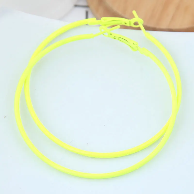 Fahsion Bohemia Big Hoop Earrings For Women 6cm Fluorescent Color Earings Fashion Jewelry Statement Earrings Fashion Jewelry