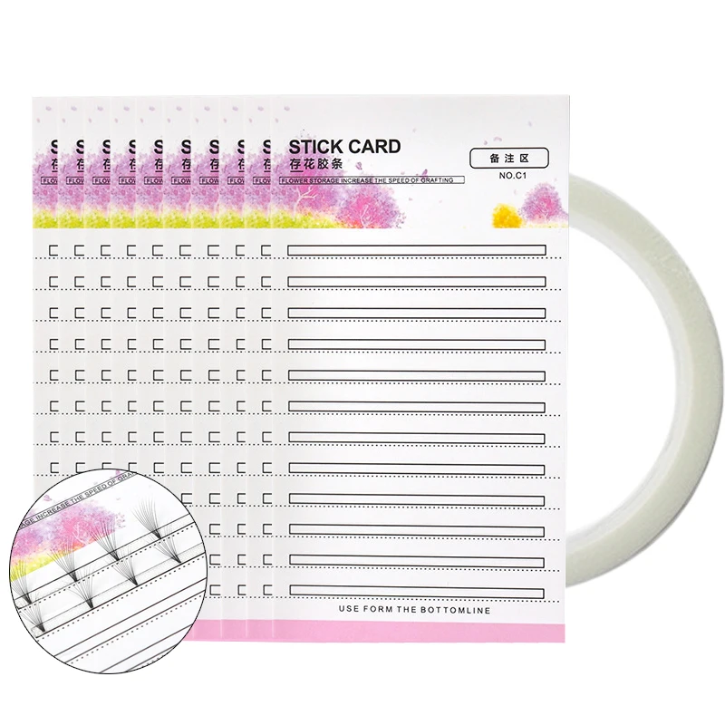 10pc card + 1pc Double sided tape eyelash stple stick card  Eyelash extension tool save eyelash