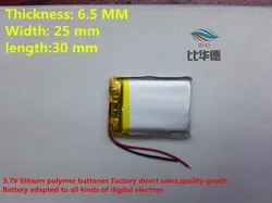 (2pieces/lot)652530 400mah lithium polymer battery quality goods quality of CE FCC ROHS certification authority