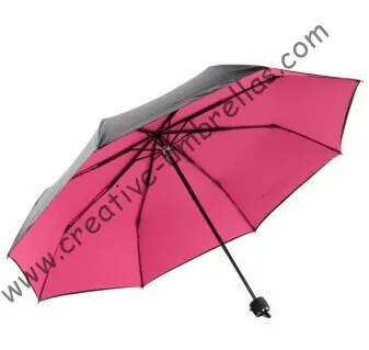 

Anti-rust umbrellas ,three fold, summer parasol,hand open,windproof,bag parasol,UV protecting,rose red coating,pantone colour