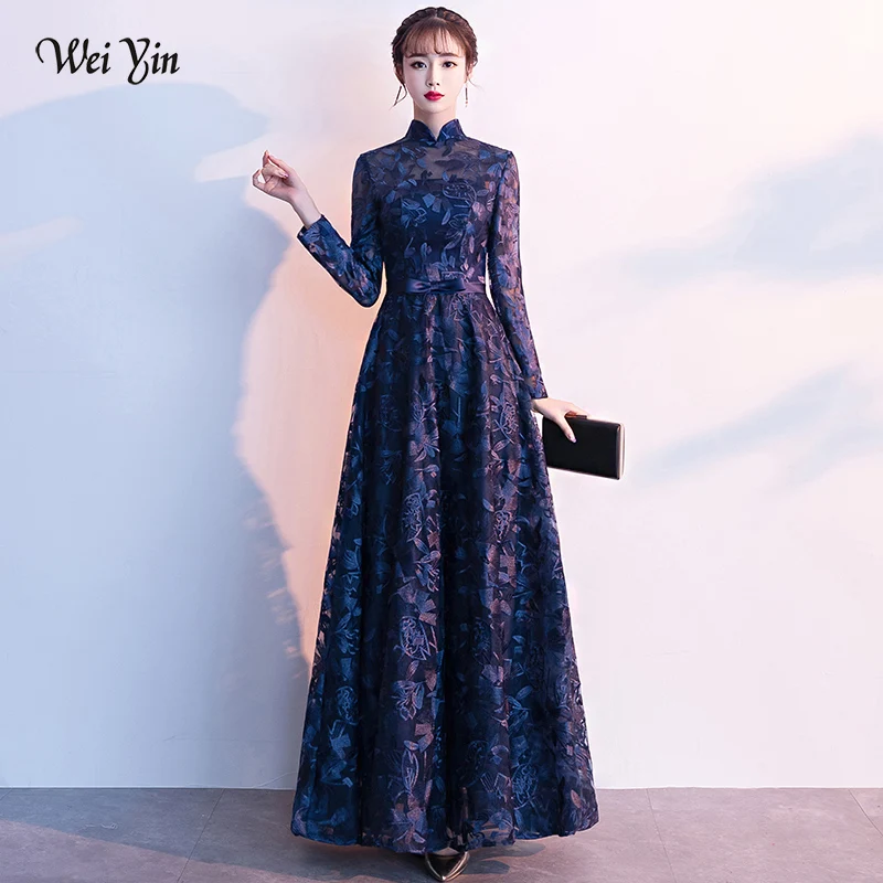 

weiyin 2023 Lace Evening Dress Long Sleeves Custom Made Full Length Vintage Mother Of The Bride Dresses Vestido De Festa WY1581