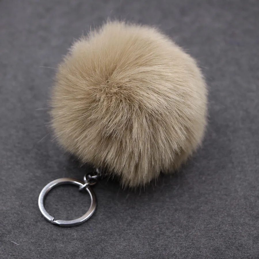 Fluffy Pompon Fur Ball Key Chain For Women Faux Rabbit Fur Pompom Keychain Trinket Charm Bag Key Ring Holder Jewelry Gift