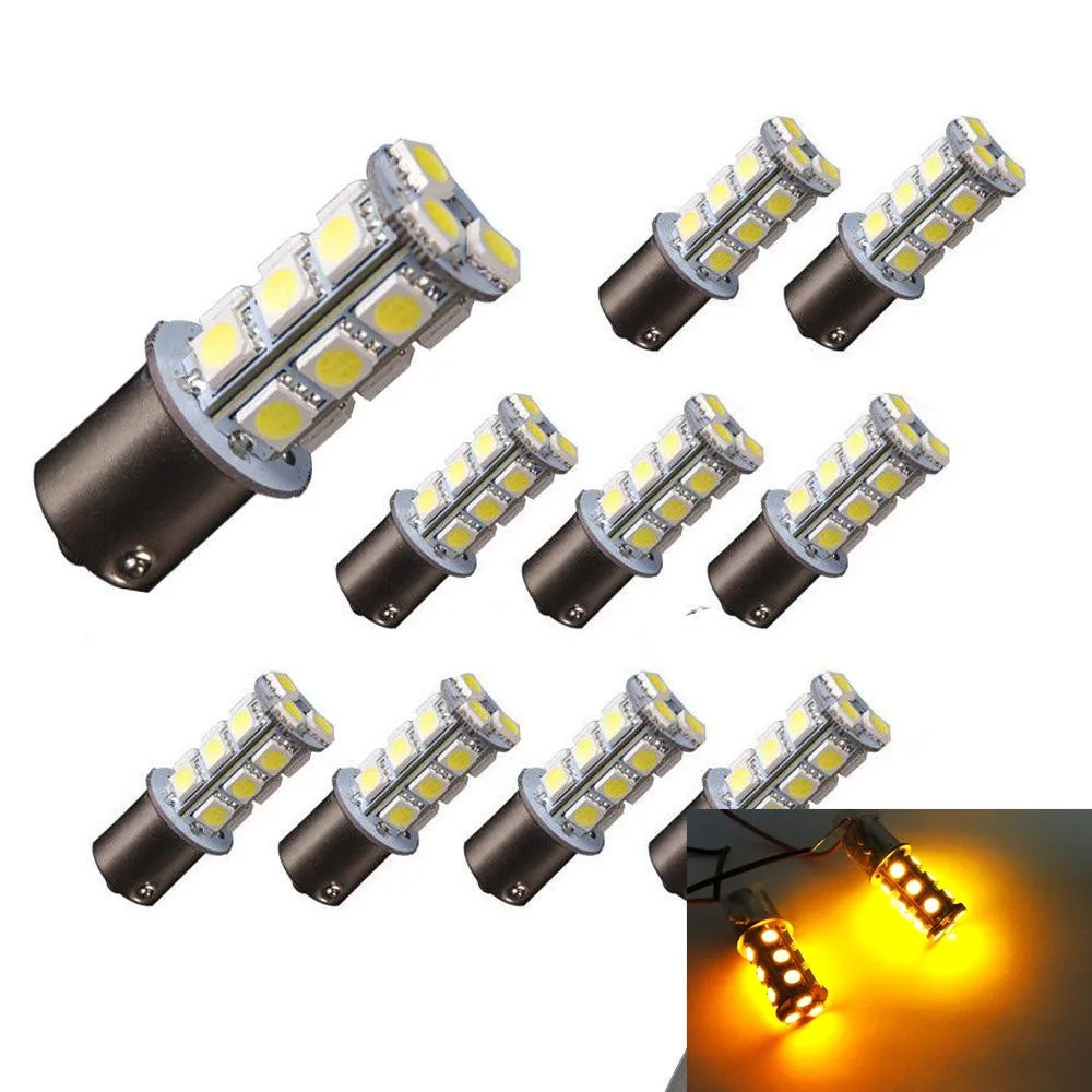 10 Lampada Pisca Seta 18 Led Smd Luz Laranja Bau15s Py21w Ambar Laranja