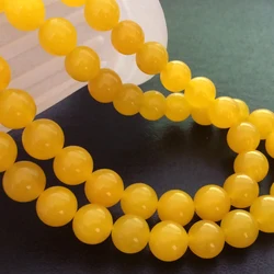 High quality yellow fashion stone chalcedony jades 4mm 6mm 8mm 10mm 12mm lovely round loose beads Jewellery making 15 inches B29