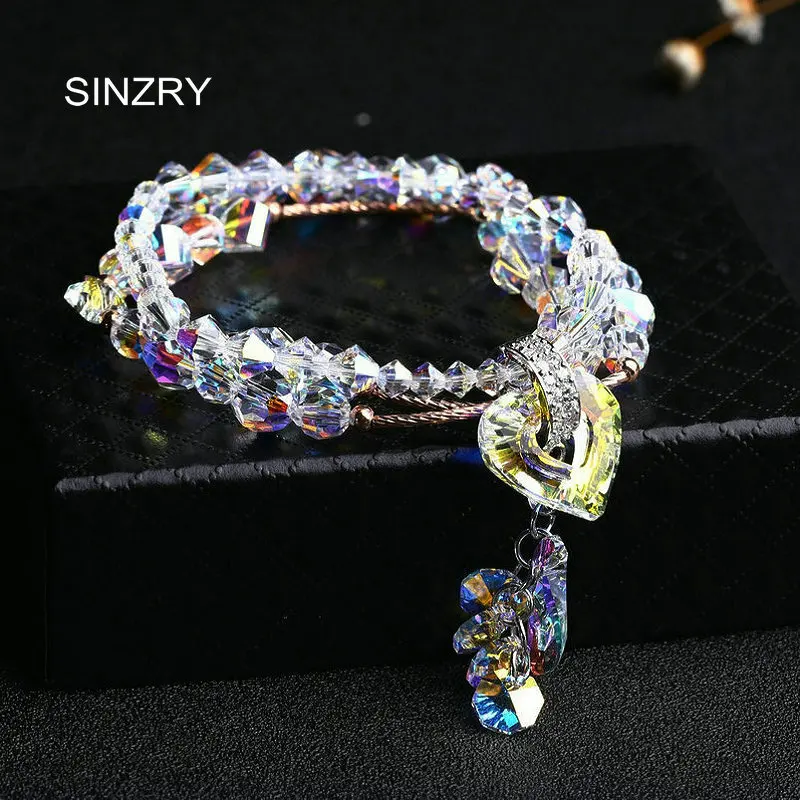 

SINZRY jewelry NEW handmade Charm Bracelets Luxury imported glass crystal DIY Heart strand bracelets statement jewelry