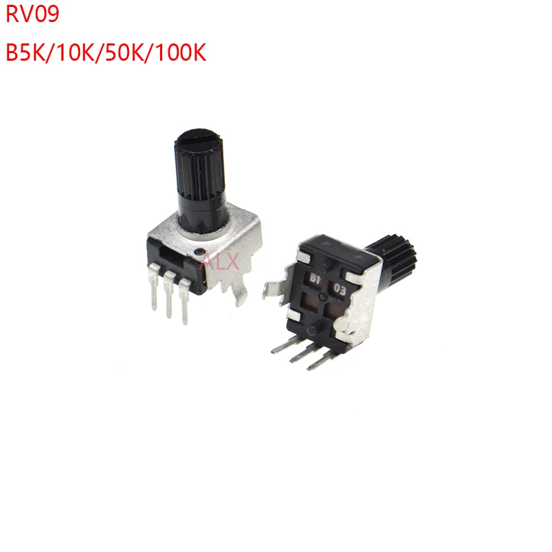 10PCS RV09 vertical 12.5mm Shaft 5K 10K 50K 100K 0932 Adjustable Resistor 9 type 3Pin Seal Potentiometer knob switch