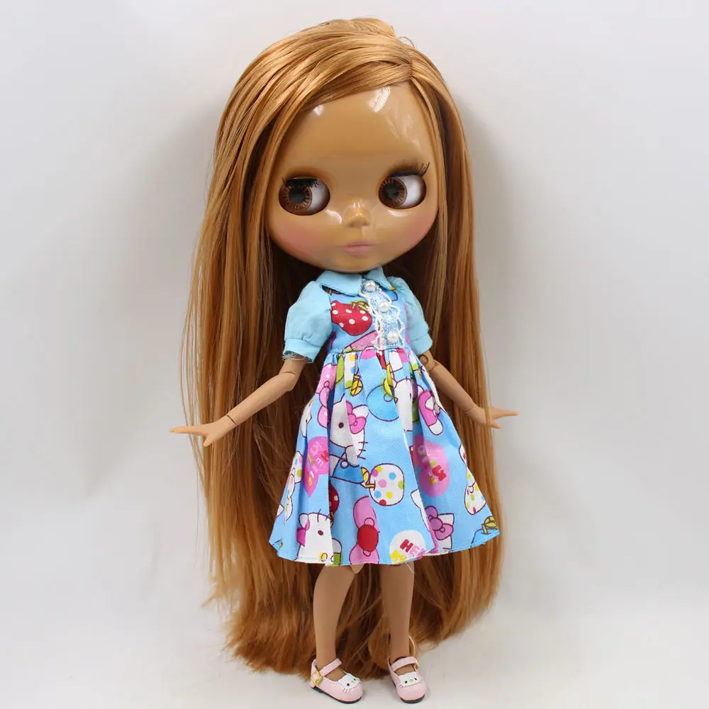 ICY DBS Blyth Doll No.BL0535 Brwon Straight Hair Side Part Line Style JOINT Body Chocolate Skin Neo 30cm 1/6 BJD