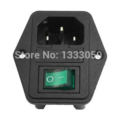10pcs  Black Green AC 250V 10A 3 Terminal IEC320 C14 Power Socket w A Class Fuse Holder