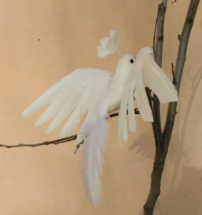 simulation Phoenix bird white feathers spreading wings bird 20x28cm model handicraft prop,home garden decoration gift p2103