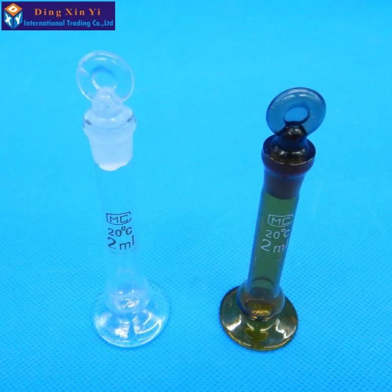 Matraz volumétrico transparente de 2ml, botella de volumen constante, para laboratorio