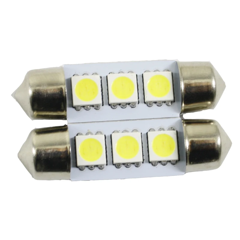 1 PCS 36mm 39mm 41mm 12V C5W Cold White 3 SMD LED Festoon Interior Dome Light Lamp Bulb For Carng