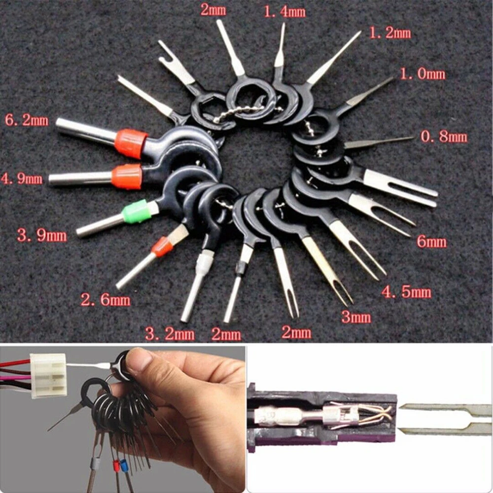 21Pcs Terminal Removal Tools Car Electrical Wiring Crimp Connector Pin Extractor Kit Car Repair Hand Tool Set Wire Plug Puller