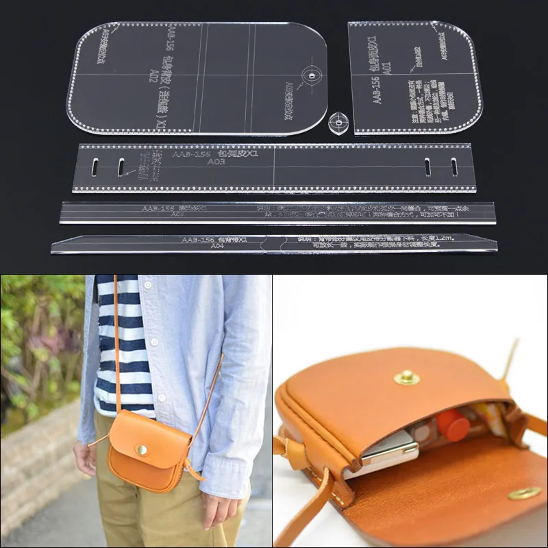 1 Set DIY Leathercraft Acrylic Leather Shoulder Bag Handbag Pattern Stencil Template