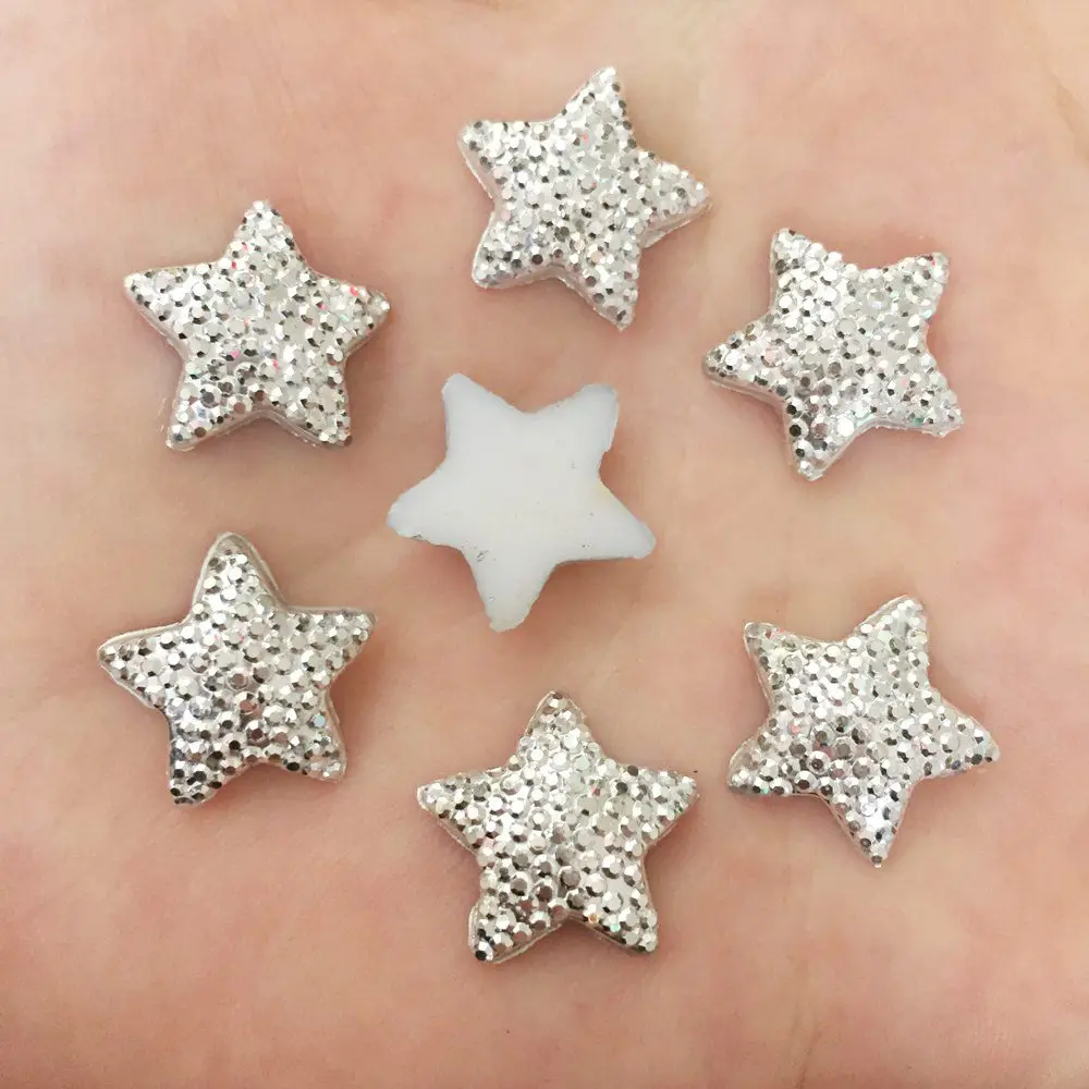 Size 16mm / 30mm Resin Shiny silver star Flat back stone gem scrapbook DIY Wedding applique ornament Crafts SF565-566