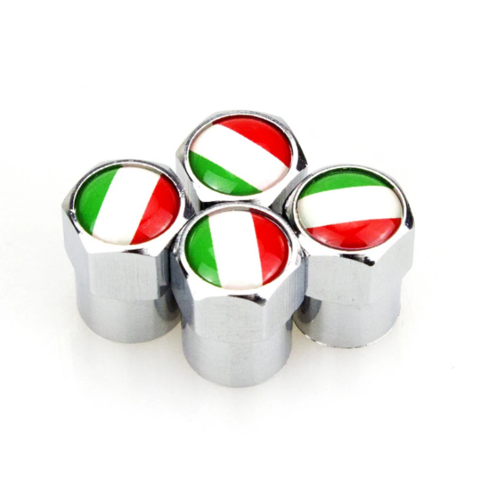 4 X Car Truck Decoration Accessories Italian Flag Logo Metal Wheel Tire Valve Caps Covers for Fiat 500 Abarth 500x 5000L Panda