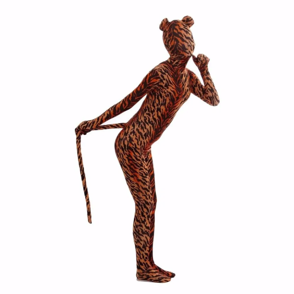 Costume Zentai Zentai pour femme, costume de batterie complet avec oreille et queue, zèbre, costume de batterie IQUE dex, costume d'Halloween, tigre de paupières, animal