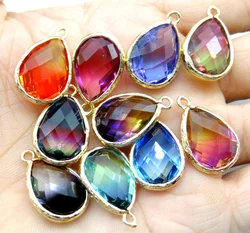 15*20mm Natural stone crystal quartz glass stone mix charm Teardrop pendants for DIY Jewelry Making Necklace Accessories 10pcs