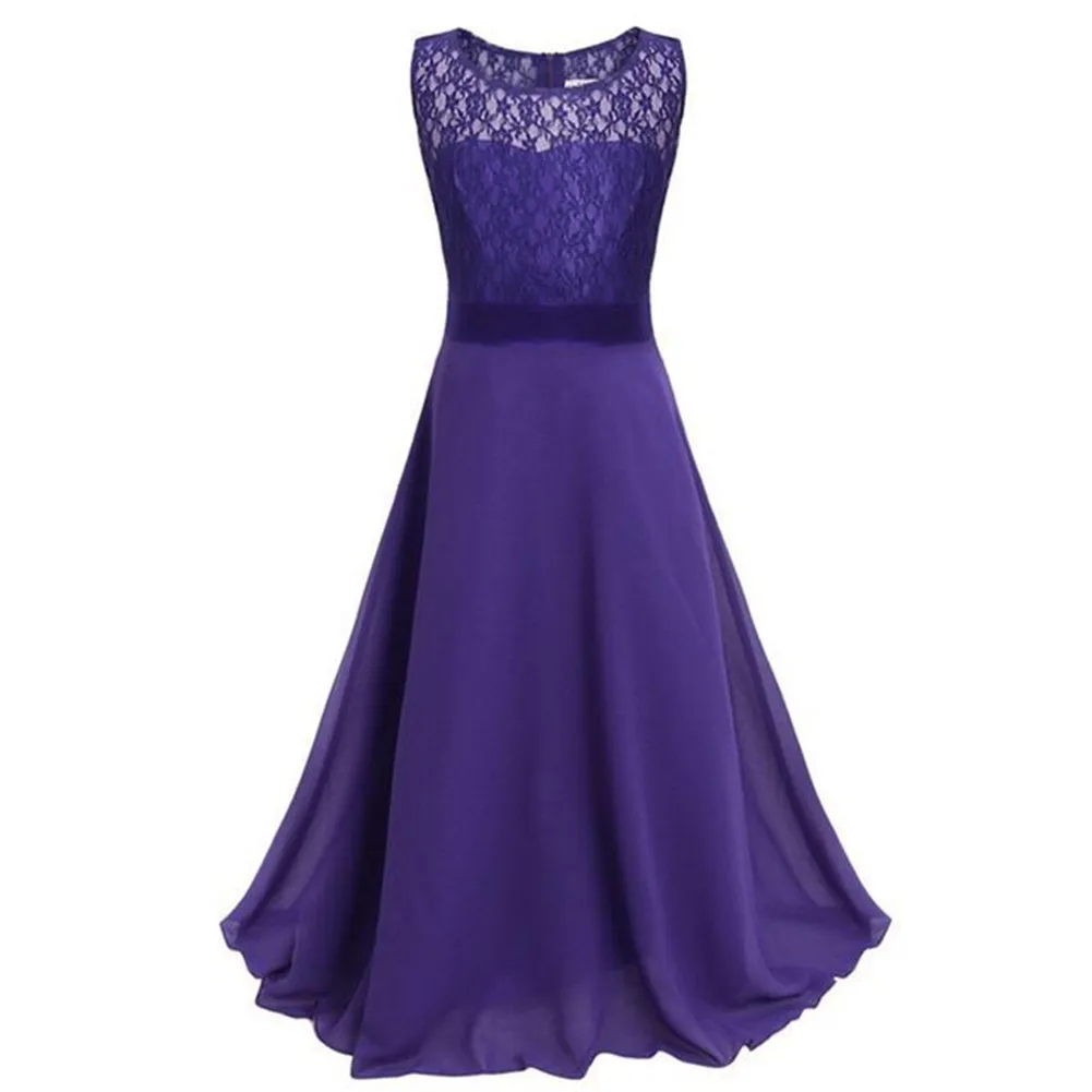 Vestido longo de chiffon com laço e flor estrela, vestido de festa de formatura para meninas grandes de 14 a 16