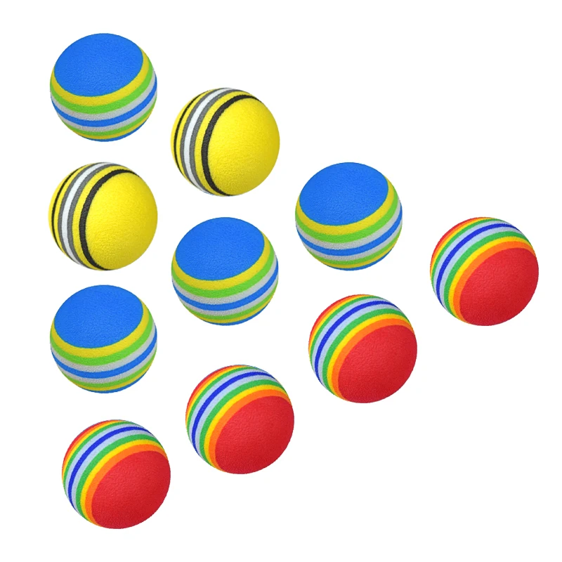 10 pcs EVA Foam Golf Balls Hot new Yellow/Red/Blue Rainbow Sponge Indoor golf Practice ball Training Aid