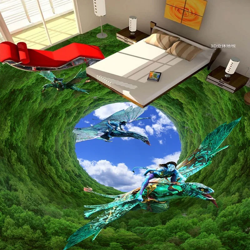 

beibehang Forest blue sky 3D floor painting wall mural painted Dinosaur wallpaper mural,wallpaper for walls 3 d,papel de parede