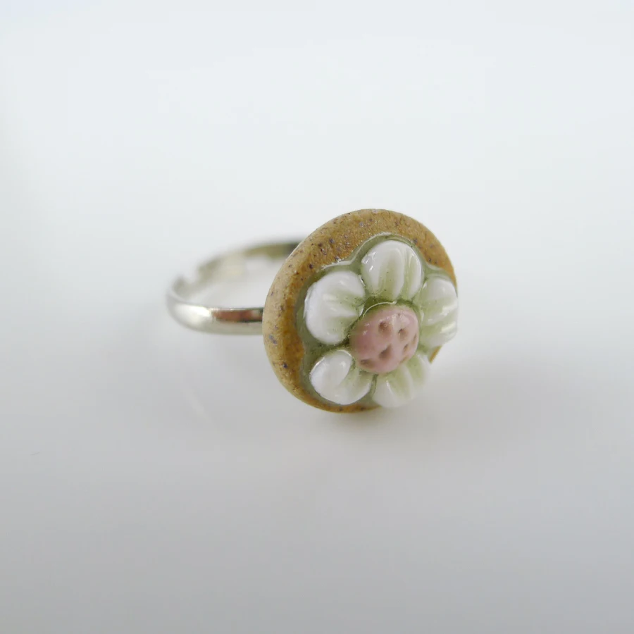 Special Flower Ceramic Retro Resizable Ring For Women Gift Fashion Jewelry Wholesale Gift Rings #FY224