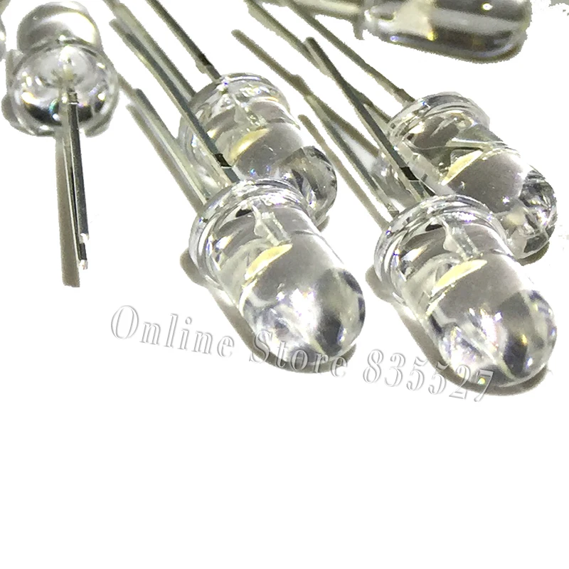 Lot de 100 diodes électroluminescentes F5, blanc chaud, perles rondes 10 000mcd, super lumineuses, pour bricolage