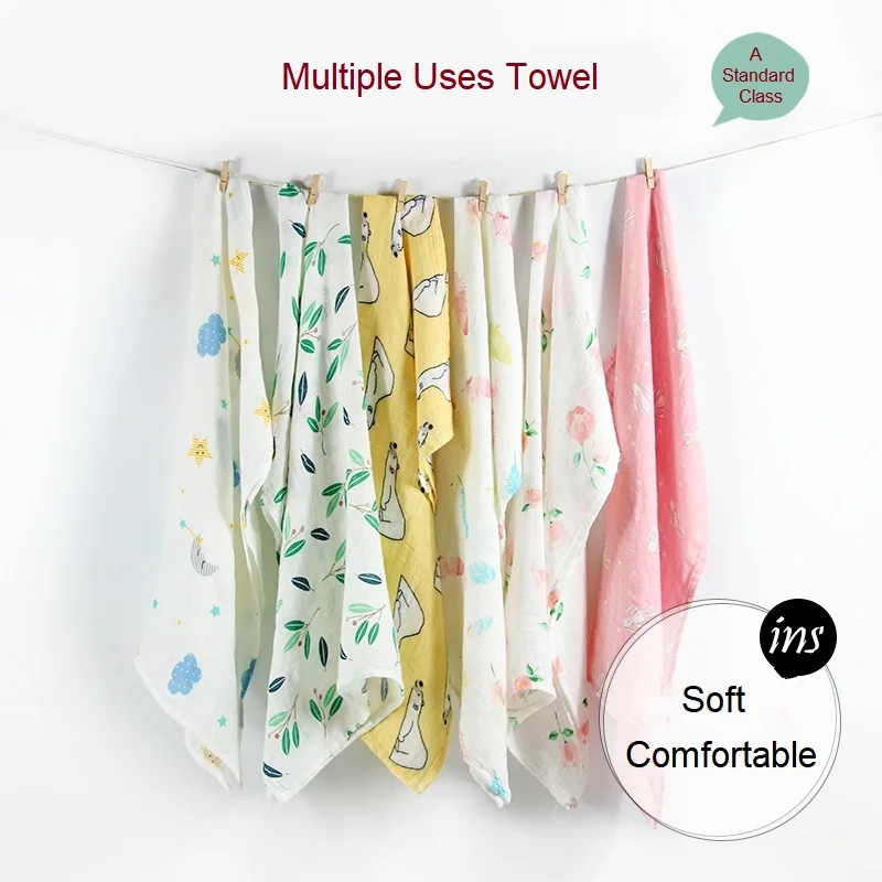 Newborn Blankets Bamboo Bath Towel Baby Swaddle Kids Muslin Organic Cotton Fabric Super Soft Stuff Girls Burp Cloth Monthly Wrap