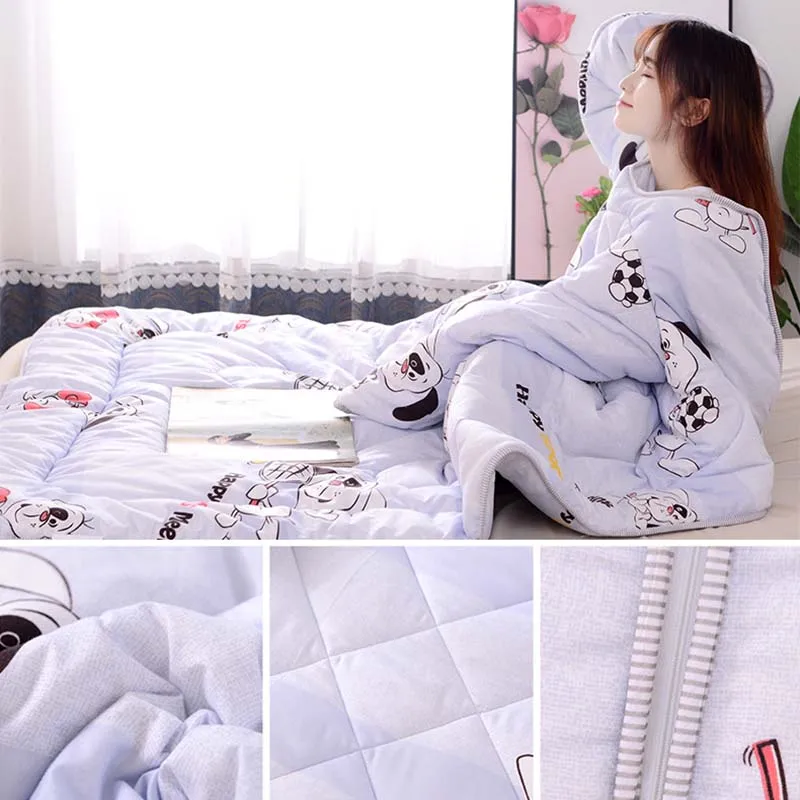 Multifunction Lazy Quilt with Sleeves Winter Warm Comfortable Thickened Washed Quilt Blanket Cute and interesting Girlfriend gif