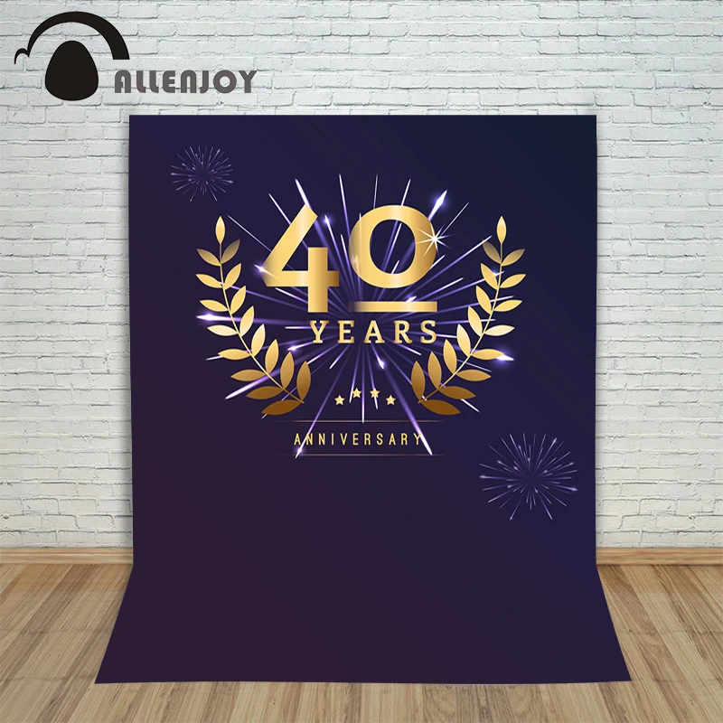 

Allenjoy birthday backdrops Photography gold firewoks leaves laurel anniversary classic photozone photocall photo background