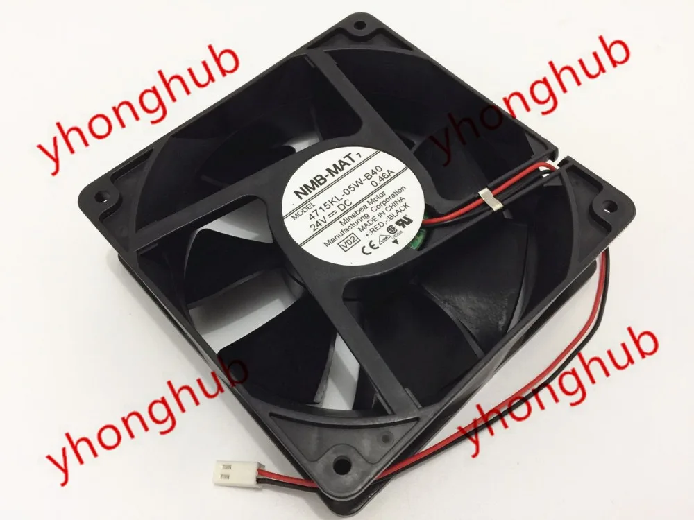 

NMB-MAT 4715KL-05W-B40 V02 DC 24V 0.46A 2-Wire 120x120x38mm Server Cooling Fan