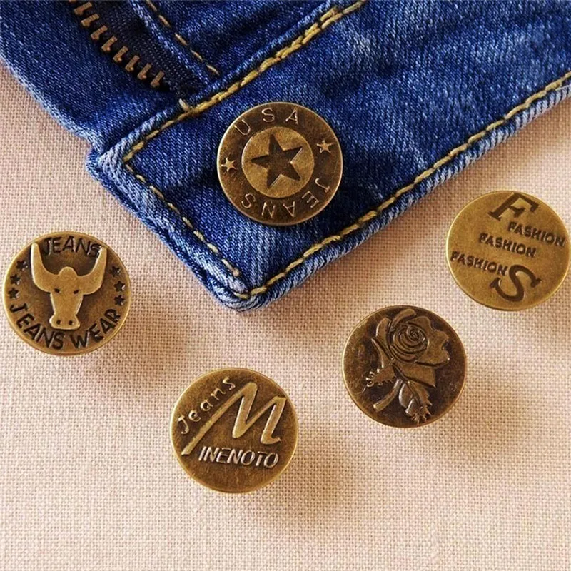 10Pcs/Set 20MM Metal Buttons High Quality Bronze Tone Jean Buttons Mixed Button Clothing Accessories Drop Shipping