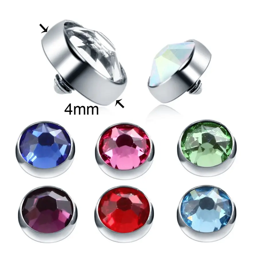 1PC Titanium Micro Dermal Piercing Gem Micro Dermal Anchor Crystal Top Skin Diver Piercing Hide in Surface Piercings Jewelry 14G