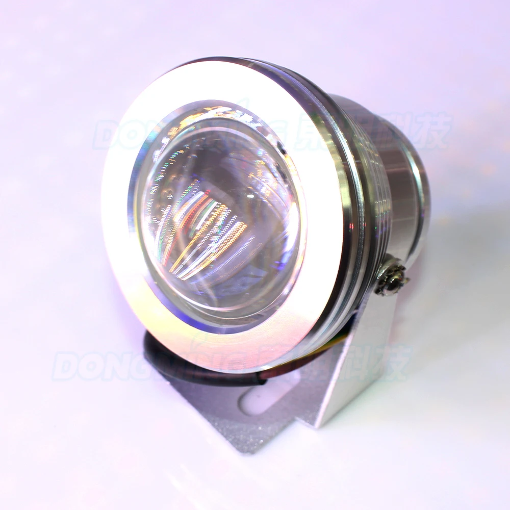 

Silver cover AC85-265V convex lens underwater led light green red blue underwater led lamp IP68 10W pool lights