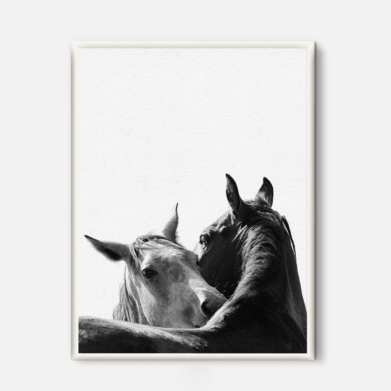 Horse Art Decor Canvas Prints and Poster,  Black and White Animal Horse Nordic Canvas Printing Home Modern Wall Art Decoration