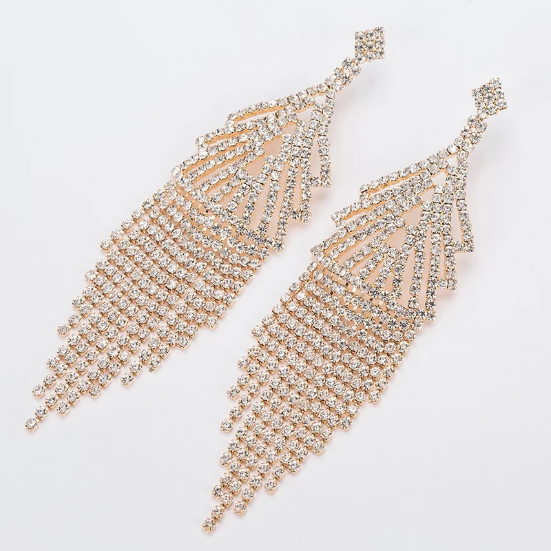 YFJEWE Fashion Rhinestone crystal gold and sliver color long dangle earrings for women wedding jewelry Accessories brincos #E289