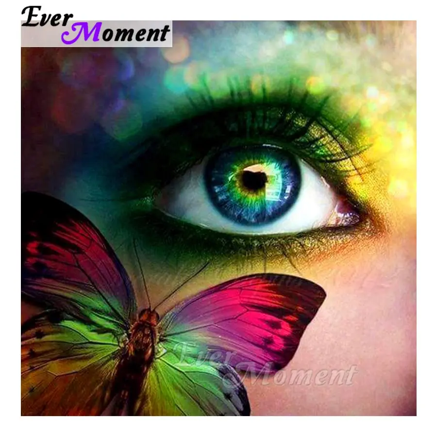 

Ever Moment 5D DIY Diamond Painting Colorful Eye Butterfly Diamond Mosaic Full Square Drills Home Decoration Rhinestone ASF1228