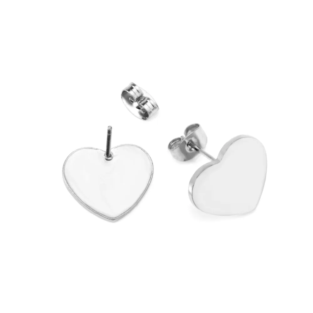 LUXUSTEEL New Heart Stud Earrings Stainless Steel  Push Back Earring Fashion Jewelry Female Bijoux Valentine\'s Gift