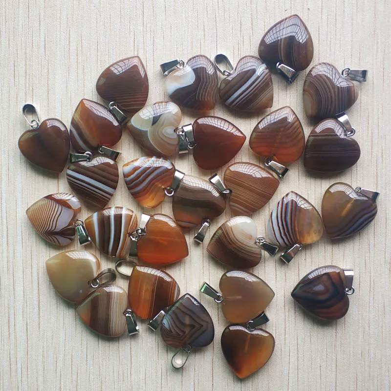 Wholesale 36pcs/lot fashion good quality coffee stripe onyx heart shape charms pendants for  jewelry making 20mm free shipping