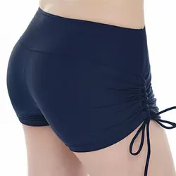 Womens Quick-dry Breathable Yoga Shorts Sports Fitness Running Shorts Casual Summer Swimming Beach Shorts with Drawstring
