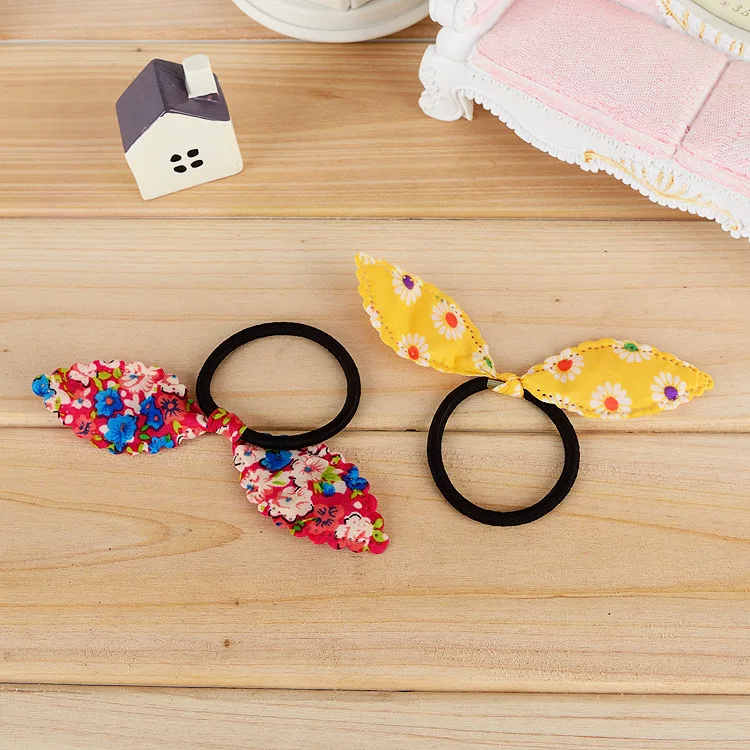 6pcs/lot Small Rabbit Ears Scrunchy Mini Elastic Hair Band Ties Little Girls Hair Accessories Headdress Rubber Bands