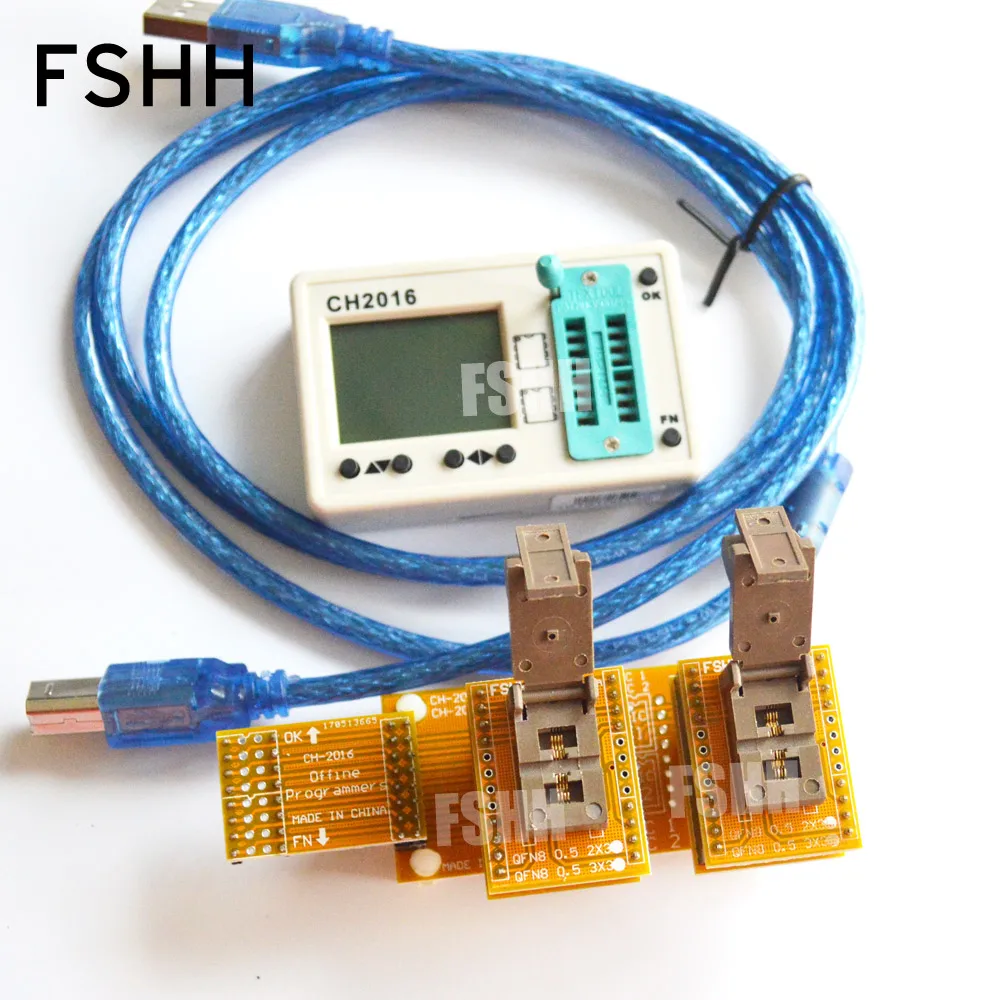 

Offline programmers CH2016 SPI FLASH programmer+2X3mm QFN8+QFN8 test socket Production 1 drag 2 programmer