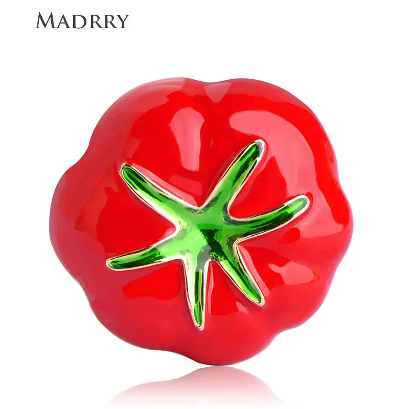 

Madrry Lovely Tomato Shape Brooches Red Enamel Fruit Jewelry Brooch Women Kid Sweater Suit Scarf Bag Pins Daily Accessories Gift