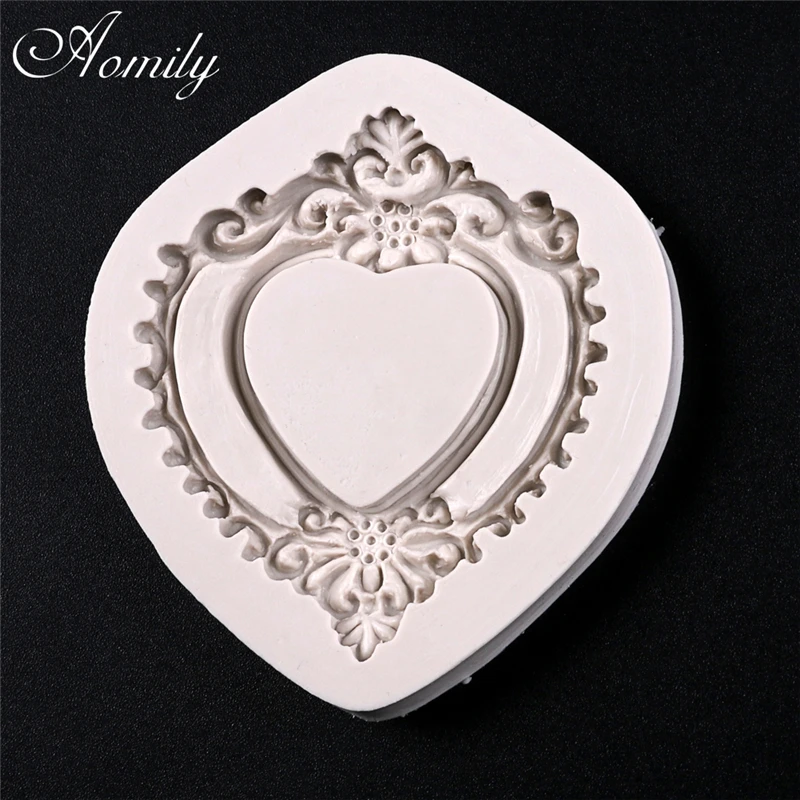 Aomily – moule à gâteau en Silicone avec cadre miroir Vintage, outils de décoration, pour Fondant, Mousse, ustensiles de cuisson, pour fête d'anniversaire