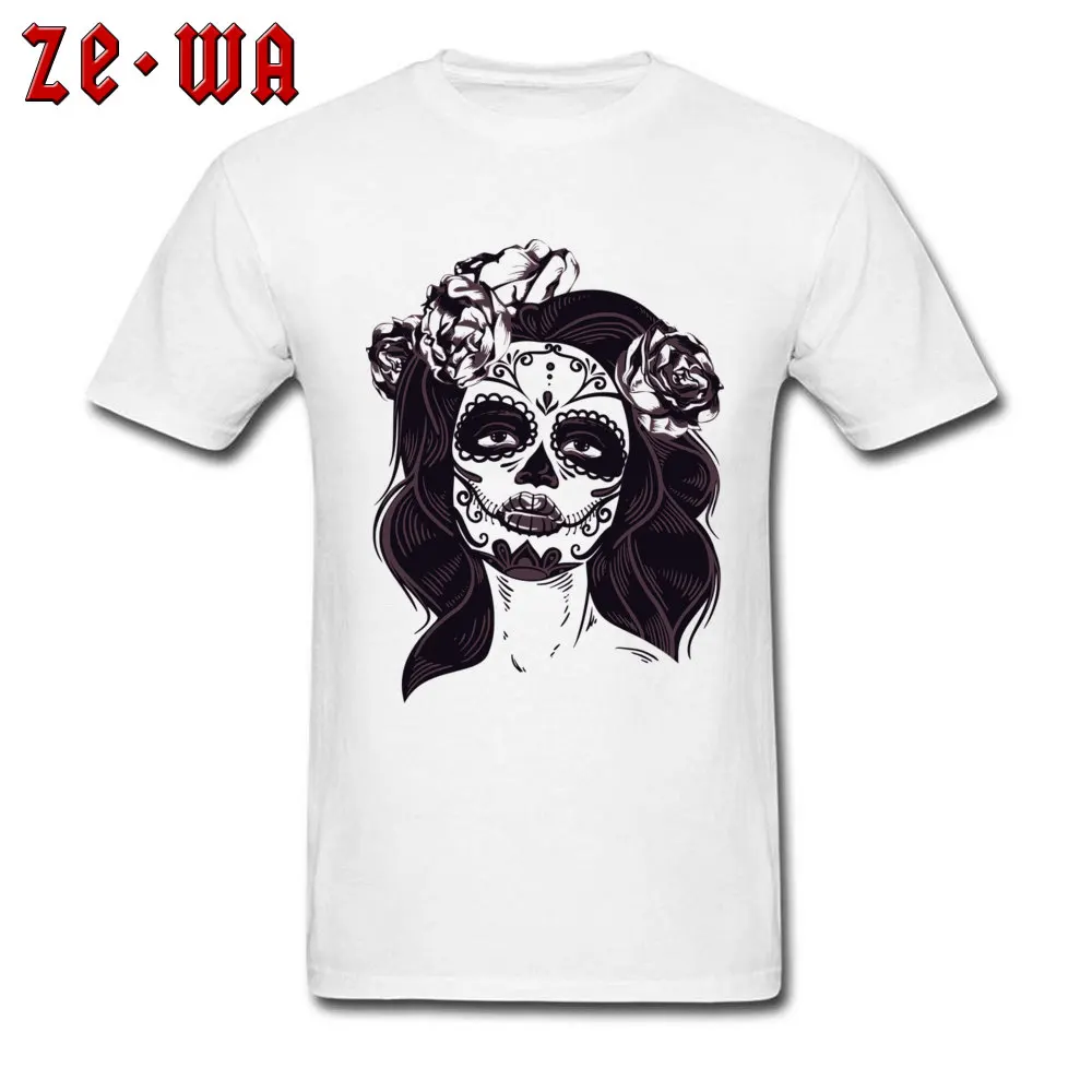 100% Cotton Men T Shirt Skull Mask Tops & Tees New Arrival Women Art T-shirt Mexico Skull Designer Clothes Summer White