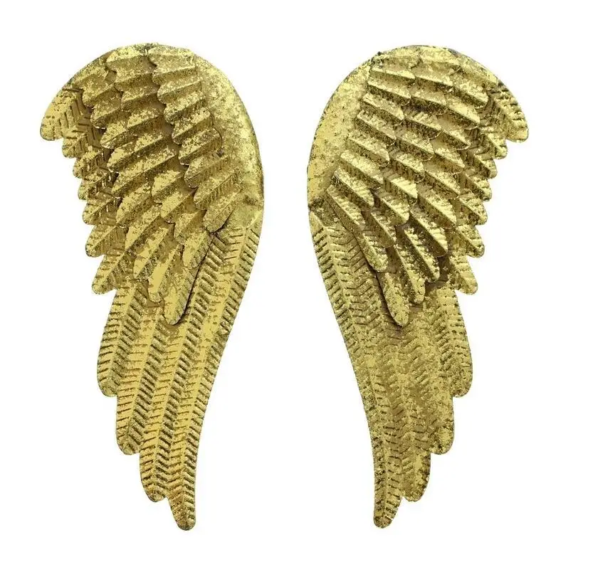 Golden Angel Wings Set,Do Old Iron Indoor Window Pendant,Xmas Decoration,Home Hanging Wall Art Decor.Festival Party